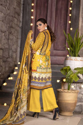 Cadmium Yellow - Huda Digital Printed & Embroidered Karandi